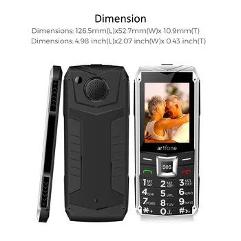 2.4 Colio Spalvotas Ekranas Didelis, Mygtukas Mobilusis Telefonas, Vyresnio amžiaus žmonėms, Artfone Dual SIM Dvejopo Laukimo Atrakinta GSM SOS Mobilusis Telefonas(2G)