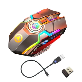 2.4 G 1600DPI Belaidis USB Pelė Žaidimų Pelė RGB Spalvų LED Apšvietimu Įkrovimo PC Nešiojamas A5 RGB Streamer Pelės