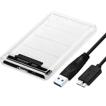 2.5 colių USB 3.0 USB 3.1 Tipas-C SATA HD Box SSD HDD Kietojo Disko, Išorinio HDD Gaubtas Skaidrus Atveju Paramos UASP Protokolas