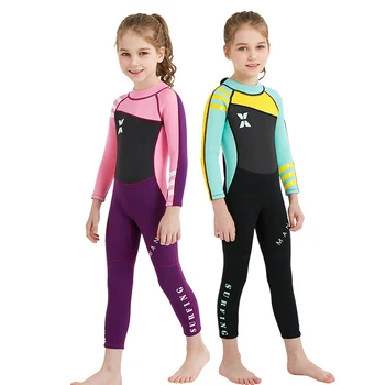 2,5 MM neopreno Hidrokostiumą, merginos nardymo kostiumo storio Šaltai įrodymas Sun-proof wetsuit one-piece set vaikams, Banglentės, snorkeling maudymosi kostiumėliai