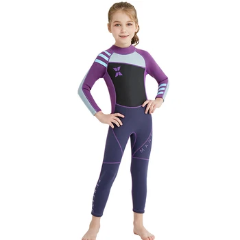 2,5 MM neopreno Hidrokostiumą, merginos nardymo kostiumo storio Šaltai įrodymas Sun-proof wetsuit one-piece set vaikams, Banglentės, snorkeling maudymosi kostiumėliai