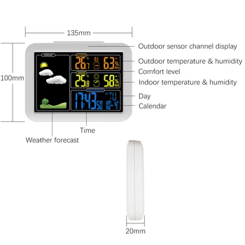 2 Belaidžio Lauko Jutiklių Stotį su/lauko Termometras su Drėgmėmačiu Orų Prognozė Skaitmeninio signalo Atidėjimo Žadintuvas
