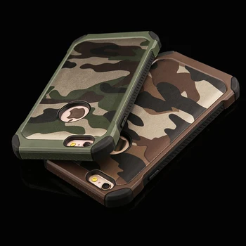 2 in 1 Armijos Camo Camo Modelio galinį dangtelį KOMPIUTERIO Kietąjį + Minkštos TPU apsauginiai Šarvai telefono dėklai iPhone 4 4s SE 5 5S 6 6 plius