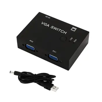 2 in 1 Out, VGA Selektorių Langą Kompiuterio Ekrane Vaizdo Signalo Switcher Nešiojamas USB Powered Vaizdo skirstomąją Dėžutę