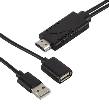 2 in 1 USB Female HDMI Male HDTV Adapterio Kabeliu, skirta 
