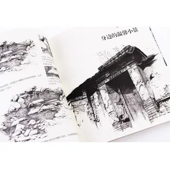 2 Knygos Gamtos peizažas ir 87 Gerai žinomas Gėlės knygos baltas juodas eskizas piešimo knygoje Kinų pieštuku meno knyga