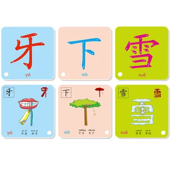 2 Komplektai 1008 Puslapiuose, Kinų Simbolių Pictographic Flash Kortelės 1 ir 2 0-8 Metų amžiaus Kūdikiams/Vaikams/Vaikų 8x8cm Mokymosi kortelė