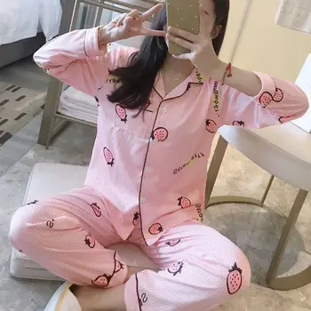 2 VNT Moterų Sleepwear Pižamą Nustatyti Ponios Pižama Moterų Japonų Animacinių filmų Turn-žemyn Kaklo Plius Dydis Moterų Sleepwear Didmeninė W1