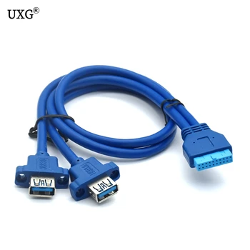 2 x USB3.0 Dual Port USB 3.0 Moterų Varžtas Panel Mount Tipo Plokštė 20Pin Kabelis PC Atveju kabeliai, 20 pin, 50cm 30cm 80cm