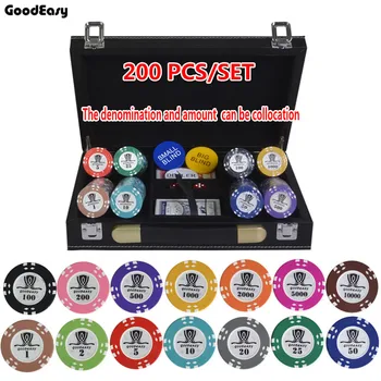 200/300/400PCS/SET 15.5 g AOM Pokerio Žetonų Rinkiniai Molio Kazino Žetonų Texas Hold ' em Žetonų Rinkinį Su odiniu dėklu&staltiesė&Mygtuką Set