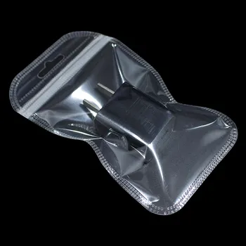 200PCS/ Daug skaidraus Plastiko Zip Lock Bags Elektronikos Priedai Saugykla Uždaroma Užtrauktuku Poli Papuošalai Paketo Maišelį, Pakabinti Skylę