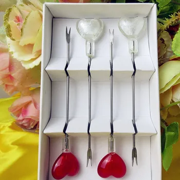 2016 aukštos kokybės mados vestuvių stalo įrankiai iš nerūdijančio plieno vaisių desertas stalo, rankų darbo stiklo širdies formos skulptūra apdaila