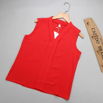 2016 Naujas mados Moterų V-Kaklo Vasaros T-shirt Žemų dažnių Berankoviai Marškinėliai