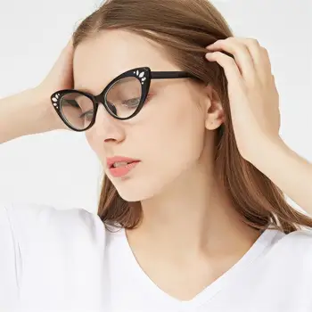2018 cat eye akiniai, rėmeliai moterų Derliaus skaidrus kalnų krištolas akinių rėmeliai prabanga aišku, Rožinė vėpla mados akiniai oculos