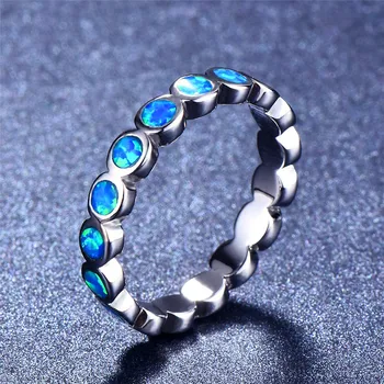 2018 Naujas Boho Ocean Blue Fire Opal Akmens Žiedas Aukštos Kokybės Mados Sidabro Spalvų Papuošalai Senovinių Vestuvinių Žiedų Moterims