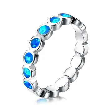 2018 Naujas Boho Ocean Blue Fire Opal Akmens Žiedas Aukštos Kokybės Mados Sidabro Spalvų Papuošalai Senovinių Vestuvinių Žiedų Moterims