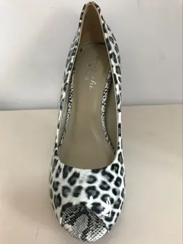 2018 Naujas leopard print lady office basutės aukštu kulnu, moterų bateliai natūralios odos sekso batai