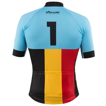 2018 NAUJAS vyrų Belgijos komanda dviračių džersis mėlyna/juoda/geltona/raudona viršų trumpomis rankovėmis Dviračių Drabužių Quick Dry dviratį dviračiu Dėvėti