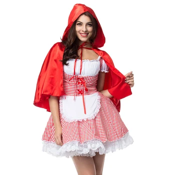 2018 Pasakų Little Red Riding Hood Kostiumas helovinas kostiumai moterims Išgalvotas Suknelė S-6XL