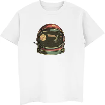 2018 Retro Stiliaus Astronautas Šalmas, Print T-shirt Kosmoso Animacinių filmų Topai Vyrams trumpomis Rankovėmis Įnoringas Astronautas Medvilnė Tee Marškinėliai 3XL