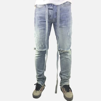 2019 aukštos kokybės pants mens jogger drabužių mados džinsinio jumpsuit Raišteliu liesas sunaikinta kankina prislėgta mėlyni džinsai