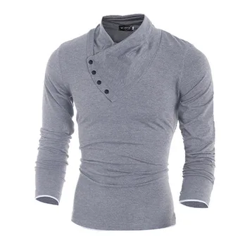 2019 Aukštos kokybės Prekės ženklo Vyrai marškinėliai Slim ilgarankoviai Įrengtas Pavasarį, Rudenį Tshirts Viršūnes Laisvalaikio Kultūrizmo mados medvilnės drabužius