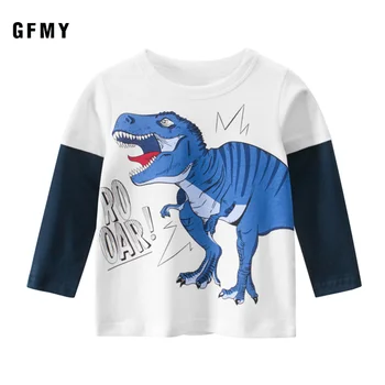 2019 GFMY Laisvalaikio Medvilnės O-apykaklę, Visas Rankovės Spausdinimo Dinozaurų Berniukų marškinėliai Susiuvimo 2year Kūdikių Viršų