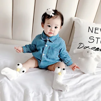 2019 m., Minkštas Džinsinis audinys Kūdikių Bodysuit Modis dvynių kūdikių drabužiai Baby Girl Drabužius 2 stilius 3-24 mois