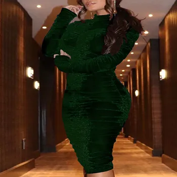 2019 M. Rudenį Moterys Elegantiškas Šalis Suknelė Aksominė Moterų Kietas Golfo Prom Oficialų Suknelė Office Lady Darbo Suknelė Vestidos Verano