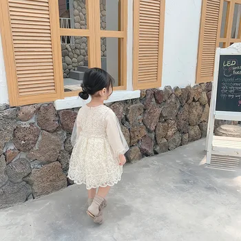 2019 m. Rudenį Naujų Atvykimo korėjos stiliaus medvilnės visas rungtynes, princesė nėrinių grenadine ilgomis rankovėmis šalis suknelė saldus mielas kūdikis mergaitės
