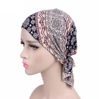 2019 NAUJA Mada Moterims Gėlių Musulmonų Pynimas Vėžio Chemo Beanie Skrybėlių Šalikas Galvos Turbaną Wrap Bžūp Spausdinti galvos Apdangalai Lady Skrybėlės Naujas