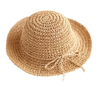 2019 Naujų Mergaičių Rankų Saulės Skrybėlę Vaikų Vasaros Rafija Šiaudų Skrybėlę Didelis Sparno Paplūdimio Kepurė, Sulankstomas Kvėpuojantis Vasaros Tėvų-vaikų Skrybėlę