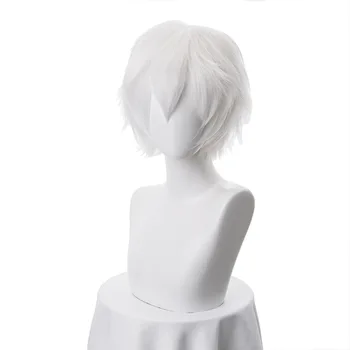 2019 perukas Naujas Gintama Gintoki Sakata Cosplay Perukai 35cm/13.8 cm Trumpas Baltas Vyrų Sintetinių Plaukų Perucas Cosplay Perukas