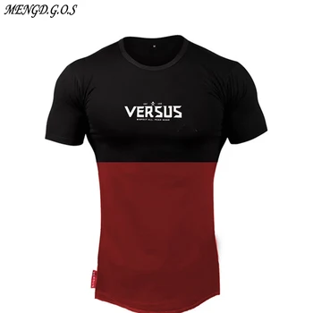 2019 Prekės, vyriški T-Shirt Medvilnės Atsitiktinis Viršų Mados Street Wear Jogger trumpomis Rankovėmis T-shirt Raumenų Fitneso Vyrų Sporto Drabužiai