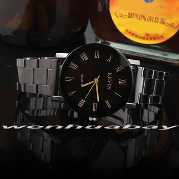 2019 Reloj Hombre KEVIN Mados Apvalus Juodas Vyrų Laikrodžiai Su Romėniškais Skaitmenimis Atsitiktinis Kvarco Vyrų Laikrodis Prabanga Relogio Masculino