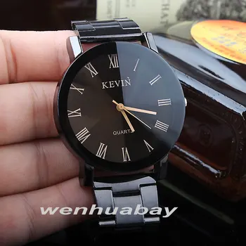 2019 Reloj Hombre KEVIN Mados Apvalus Juodas Vyrų Laikrodžiai Su Romėniškais Skaitmenimis Atsitiktinis Kvarco Vyrų Laikrodis Prabanga Relogio Masculino