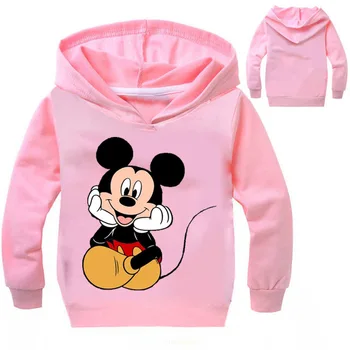 2019 Vaikų Animacinių Filmų Mickey Print T Shirt Baby Boy Drabužius Mergina Long Sleeve T-Shirt Vaikas Gobtuvu Viršūnes Tee Kūdikių Kostiumas Palaidinukė