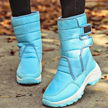 2019 Žiemos Mados moterų batų Kvėpuojantis Storio apačioje, šilta kailio Vidurio Blauzdos Pleišto vandeniui Batai plius dydis zapatos de mujer