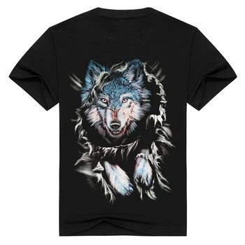 2020 3D Vilkas Ir Tigras Marškinėliai Vyrams, Prekės ženklo 3D Indėnų Vilkas Print T Marškinėliai Medvilnės vilkai Vyrų t-shirt Atsitiktinis Žmogus Tees Mens Viršūnės