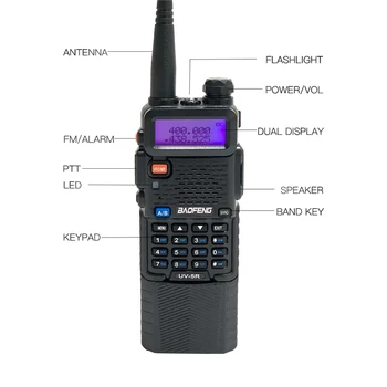 2020 Baofeng UV-5R 3800mAh Walkie Talkie 10KM tolimojo Dual Band BF UV 5R Išplėsta Baterijos 2Way Kumpis Radijo UHF VHF UV5R Naujas