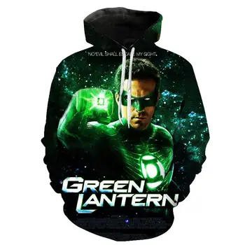 2020 DC super herojus Green Lantern Anime Hoodies Moterims, Vaikams su Gobtuvu Megztiniai Megztinis Hoodie Kietas Streetwear (Puloveris)
