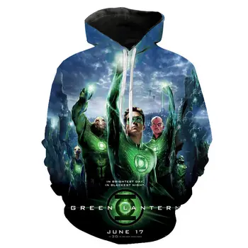 2020 DC super herojus Green Lantern Anime Hoodies Moterims, Vaikams su Gobtuvu Megztiniai Megztinis Hoodie Kietas Streetwear (Puloveris)