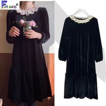 2020 Juodos Suknelės Moterims Mielas Japonijos Korėja Stiliaus Dizaino Drabužiai Susiėmę Elegantiška Vintage Suknelė 12128