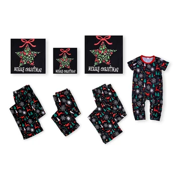 2020 Kalėdų Tėvų-Vaikų Pižama, 2 Komplektai Šeimos Dėvėti Marškinėliai Kelnės Sniego Briedžių Spausdinti Naktiniai Drabužiai Viršuje Pižama Komplektas 2 Vnt Moteris