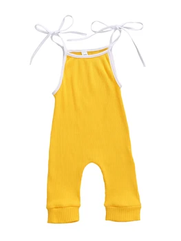 2020 Kietas Romper už naujagimio mergaitėms, kūdikiams, vaikams, rankovių medvilnės Romper viršuje bendras kelnes vienas gabalas vasaros aprangą 4 spalvos
