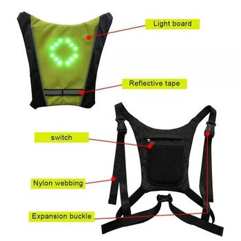 2020 LED Belaidžiai dviračių vest 20L MTB dviračio krepšys, Saugos LED Posūkio Signalo Lemputė Vest Dviračių Atšvaitais Įspėjimo Marškinėliai su remo