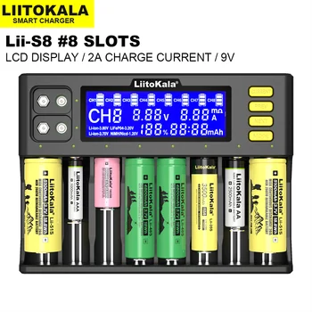 2020 LiitoKala Lii-S8 Baterijų Kroviklis Li-ion, 3,7 V NiMH 1.2 V Li-FePO4 3.2 V IMR 3.8 V Kroviklis 18650 26650 21700 26700 AA AAA