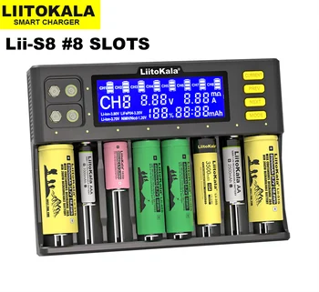 2020 LiitoKala Lii-S8 Baterijų Kroviklis Li-ion, 3,7 V NiMH 1.2 V Li-FePO4 3.2 V IMR 3.8 V Kroviklis 18650 26650 21700 26700 AA AAA