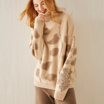 2020 m. grynas kašmyro megztinis megztas megztinis prarasti ilgomis rankovėmis žakardo storas megztinis golfo