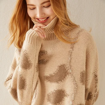 2020 m. grynas kašmyro megztinis megztas megztinis prarasti ilgomis rankovėmis žakardo storas megztinis golfo